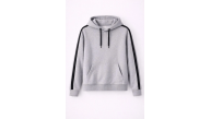 Erkek Şeritli Kapüşonlu Sweatshirt Oversize 3 iplik Pamuklu Hoodie - Gri Erkek Şeritli Kapüşonlu Sweatshirt Oversize 3 iplik Pamuklu Hoodie - Gri