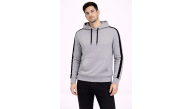 Erkek Şeritli Kapüşonlu Sweatshirt Oversize 3 iplik Pamuklu Hoodie - Gri Erkek Şeritli Kapüşonlu Sweatshirt Oversize 3 iplik Pamuklu Hoodie - Gri