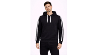 Erkek Şeritli Kapüşonlu Sweatshirt Oversize 3 iplik Pamuklu Hoodei - Siyah Erkek Şeritli Kapüşonlu Sweatshirt Oversize 3 iplik Pamuklu Hoodei - Siyah