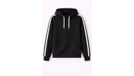 Erkek Şeritli Kapüşonlu Sweatshirt Oversize 3 iplik Pamuklu Hoodei - Siyah Erkek Şeritli Kapüşonlu Sweatshirt Oversize 3 iplik Pamuklu Hoodei - Siyah