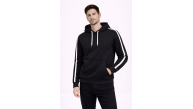 Erkek Şeritli Kapüşonlu Sweatshirt Oversize 3 iplik Pamuklu Hoodei - Siyah Erkek Şeritli Kapüşonlu Sweatshirt Oversize 3 iplik Pamuklu Hoodei - Siyah