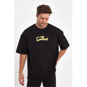 Erkek Baskılı T-Shirt Kısa Kol Bisiklet Yaka Regular Fit Rahat Kalıp Günlük Tişört - Siyah