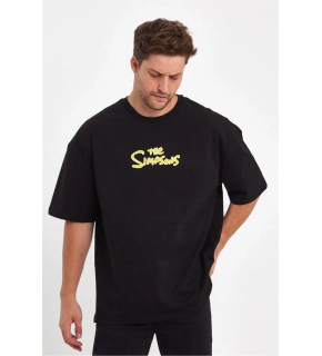 Erkek Baskılı T-Shirt Kısa Kol Bisiklet Yaka Regular Fit Rahat Kalıp Günlük Tişört - Siyah