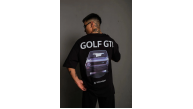 Erkek Oversize Tişört Golf GTI Retro Araba Baskılı T-shirt - Siyah Erkek Oversize Tişört Golf GTI Retro Araba Baskılı T-shirt - Siyah
