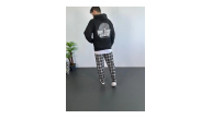 Erkek 3 İplik Pamuklu Kapüşonlu Baskılı Cepli Oversize Sweatshirt Hoodie - Siyah Erkek 3 İplik Pamuklu Kapüşonlu Baskılı Cepli Oversize Sweatshirt Hoodie - Siyah