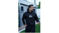 Erkek 3 İplik Pamuklu Kapüşonlu Baskılı Cepli Oversize Sweatshirt Hoodie - Siyah Erkek 3 İplik Pamuklu Kapüşonlu Baskılı Cepli Oversize Sweatshirt Hoodie - Siyah