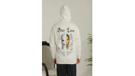 Erkek 3 İplik Pamuklu Kapüşonlu Baskılı Cepli Oversize Sweatshirt Hoodie - Beyaz Erkek 3 İplik Pamuklu Kapüşonlu Baskılı Cepli Oversize Sweatshirt Hoodie - Beyaz