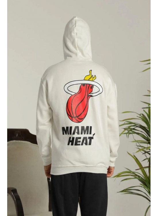 Erkek 3 İplik Pamuklu Kapüşonlu Baskılı Cepli Oversize Sweatshirt Hoodie - Beyaz Erkek 3 İplik Pamuklu Kapüşonlu Baskılı Cepli Oversize Sweatshirt Hoodie - Beyaz