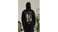 Erkek 3 İplik Pamuklu Kapüşonlu Baskılı Cepli Oversize Sweatshirt Hoodie - Siyah Erkek 3 İplik Pamuklu Kapüşonlu Baskılı Cepli Oversize Sweatshirt Hoodie - Siyah