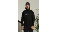 Erkek 3 İplik Pamuklu Kapüşonlu Baskılı Cepli Oversize Sweatshirt Hoodie - Siyah Erkek 3 İplik Pamuklu Kapüşonlu Baskılı Cepli Oversize Sweatshirt Hoodie - Siyah