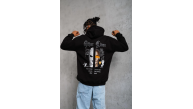 Erkek 3 İplik Pamuklu Kapüşonlu Baskılı Cepli Oversize Sweatshirt Hoodie - Siyah Erkek 3 İplik Pamuklu Kapüşonlu Baskılı Cepli Oversize Sweatshirt Hoodie - Siyah