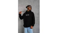 Erkek 3 İplik Pamuklu Kapüşonlu Baskılı Cepli Oversize Sweatshirt Hoodie - Siyah Erkek 3 İplik Pamuklu Kapüşonlu Baskılı Cepli Oversize Sweatshirt Hoodie - Siyah