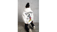 Erkek 3 İplik Pamuklu Kapüşonlu Baskılı Cepli Oversize Sweatshirt Hoodie - Beyaz Erkek 3 İplik Pamuklu Kapüşonlu Baskılı Cepli Oversize Sweatshirt Hoodie - Beyaz