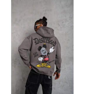 Erkek 3 İplik Pamuklu Kapüşonlu Kanguru Cepli Sweatshirt Hoodie -  Gri