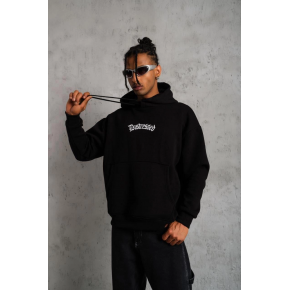 Erkek Baskılı Kapüşonlu 3 iplik pamuklu hoodie Sweatshirt - Siyah