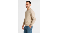 Erkek 3 İplik Pamuklu Düz Bisiklet Yaka SweatShirt - Bej