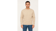 Erkek 3 İplik Pamuklu Düz Bisiklet Yaka SweatShirt - Bej