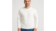 Erkek 3 İplik Pamuklu Düz Bisiklet Yaka SweatShirt - Beyaz