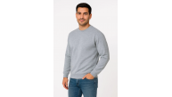 Erkek 3 İplik Pamuklu Düz Bisiklet Yaka SweatShirt - Gri