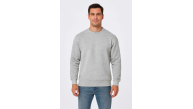 Erkek 3 İplik Pamuklu Düz Bisiklet Yaka SweatShirt - Gri