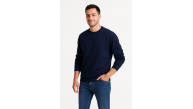 Erkek 3 İplik Pamuklu Düz Bisiklet Yaka SweatShirt - Lacivert