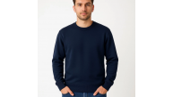 Erkek 3 İplik Pamuklu Düz Bisiklet Yaka SweatShirt - Lacivert