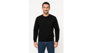 Erkek 3 İplik Pamuklu Düz Bisiklet Yaka SweatShirt - Siyah