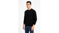 Erkek 3 İplik Pamuklu Düz Bisiklet Yaka SweatShirt - Siyah