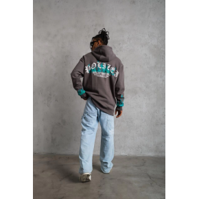 Erkek 3 iplik Pamuklu Alev Baskılı Kapüşonlu hoodie Sweatshirt - Gri