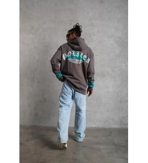 Erkek 3 iplik Pamuklu Alev Baskılı Kapüşonlu hoodie Sweatshirt - Gri