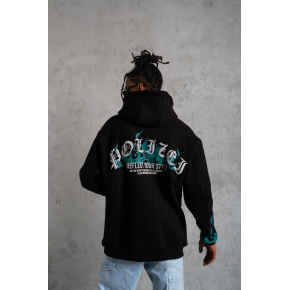 Erkek 3 İplik Pamuklu Alev Baskılı Kapüşonlu hoodie Sweatshirt - Siyah
