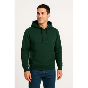 Erkek 3 İplik Pamuklu Kapüşonlu Kanguru Cepli SweatShirt hoodie - Haki