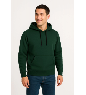Erkek 3 İplik Pamuklu Kapüşonlu Kanguru Cepli SweatShirt hoodie - Haki