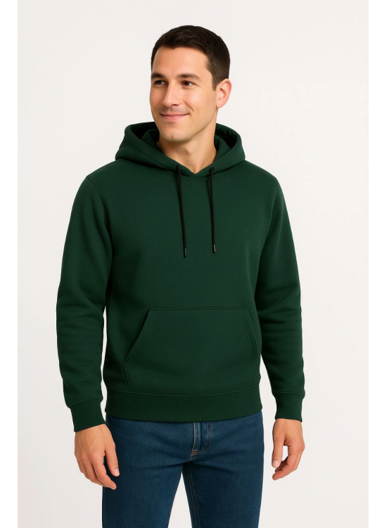 Erkek 3 İplik Pamuklu Kapüşonlu Kanguru Cepli SweatShirt hoodie - Haki Erkek 3 İplik Pamuklu Kapüşonlu Kanguru Cepli SweatShirt hoodie - Haki