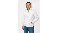 Erkek 3 İplik Pamuklu Kapüşonlu Tam Fermuarlı Cepli Hoodie Sweatshirt - Beyaz Erkek 3 İplik Pamuklu Kapüşonlu Tam Fermuarlı Cepli Hoodie Sweatshirt - Beyaz