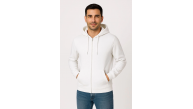 Erkek 3 İplik Pamuklu Kapüşonlu Tam Fermuarlı Cepli Hoodie Sweatshirt - Beyaz Erkek 3 İplik Pamuklu Kapüşonlu Tam Fermuarlı Cepli Hoodie Sweatshirt - Beyaz