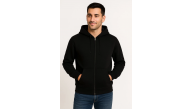 Erkek 3 İplik Pamuklu Kapüşonlu Tam Fermuarlı Cepli Hoodie Sweatshirt - Siyah Erkek 3 İplik Pamuklu Kapüşonlu Tam Fermuarlı Cepli Hoodie Sweatshirt - Siyah