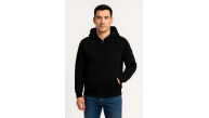 Erkek 3 İplik Pamuklu Kapüşonlu Tam Fermuarlı Cepli Hoodie Sweatshirt - Siyah Erkek 3 İplik Pamuklu Kapüşonlu Tam Fermuarlı Cepli Hoodie Sweatshirt - Siyah