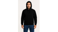 Erkek 3 İplik Pamuklu Kapüşonlu Tam Fermuarlı Cepli Hoodie Sweatshirt - Siyah Erkek 3 İplik Pamuklu Kapüşonlu Tam Fermuarlı Cepli Hoodie Sweatshirt - Siyah