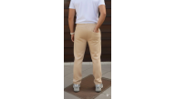 Erkek 3 iplik Kışlık Pamuklu Oversize Bağcıklı Düz Paça Cepli Eşofman Altı Pantolon - Bej