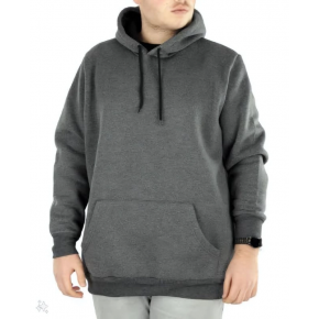 Erkek 3 İplik Pamuklu Kapüşonlu Cepli Oversize Hoodie Sweatshirt - Füme