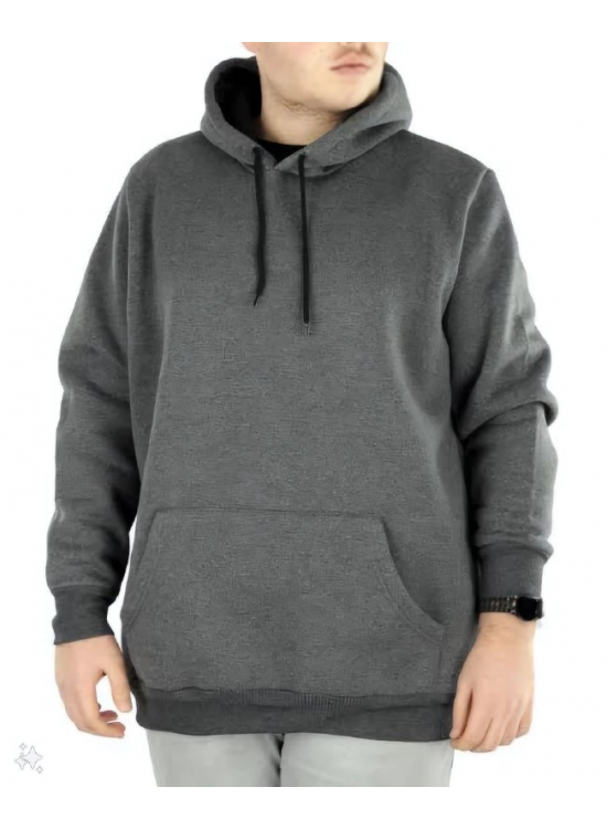 Erkek 3 İplik Pamuklu Kapüşonlu Cepli Oversize Hoodie Sweatshirt - Füme Erkek 3 İplik Pamuklu Kapüşonlu Cepli Oversize Hoodie Sweatshirt - Füme