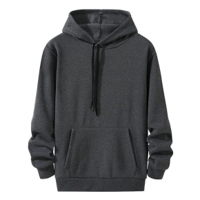 Kadın Kapüşonlu Kanguru Cepli 3 İplik Pamuklu Oversize Hoodie Sweatshirt - Füme