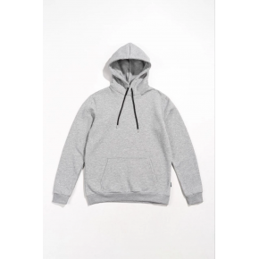 Kadın Kapüşonlu Kanguru Cepli 3 İplik Pamuklu Oversize Hoodie Sweatshirt -  Gri