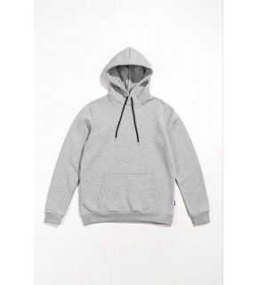 Kadın Kapüşonlu Kanguru Cepli 3 İplik Pamuklu Oversize Hoodie Sweatshirt -  Gri