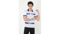 Erkek Polo Yaka Tişört Slim Fit Baskılı Kısa Kol T-Shirt - Beyaz Erkek Polo Yaka Tişört Slim Fit Baskılı Kısa Kol T-Shirt - Beyaz
