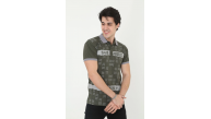 Erkek Polo Yaka tişört Slim Fit Baskılı Kısa kol T-Shirt - Haki Erkek Polo Yaka tişört Slim Fit Baskılı Kısa kol T-Shirt - Haki