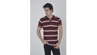 Erkek Polo Yaka tişört Slim Fit Dokuma Çizgili Kısa kol T-Shirt - Bordo Erkek Polo Yaka tişört Slim Fit Dokuma Çizgili Kısa kol T-Shirt - Bordo