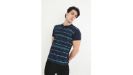 Erkek polo Yaka tişört Slim Fit Pike Çizgili  Kısa kol T-Shirt - Lacivert