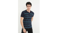 Erkek polo Yaka tişört Slim Fit Pike Çizgili  Kısa kol T-Shirt - Lacivert